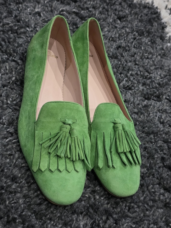 J. Crew Shoes - J. Crew Bright Green Suede Tassel Loafers Size 9